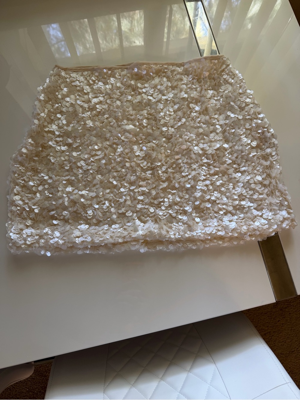 Sequined Mini Skirt in Champagne